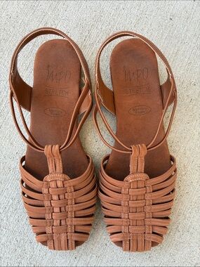 Impo Brown Woven Slingback Sandals